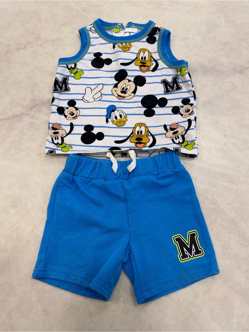 Disney Blue White Mickey & Friends Tank and Shorts Set